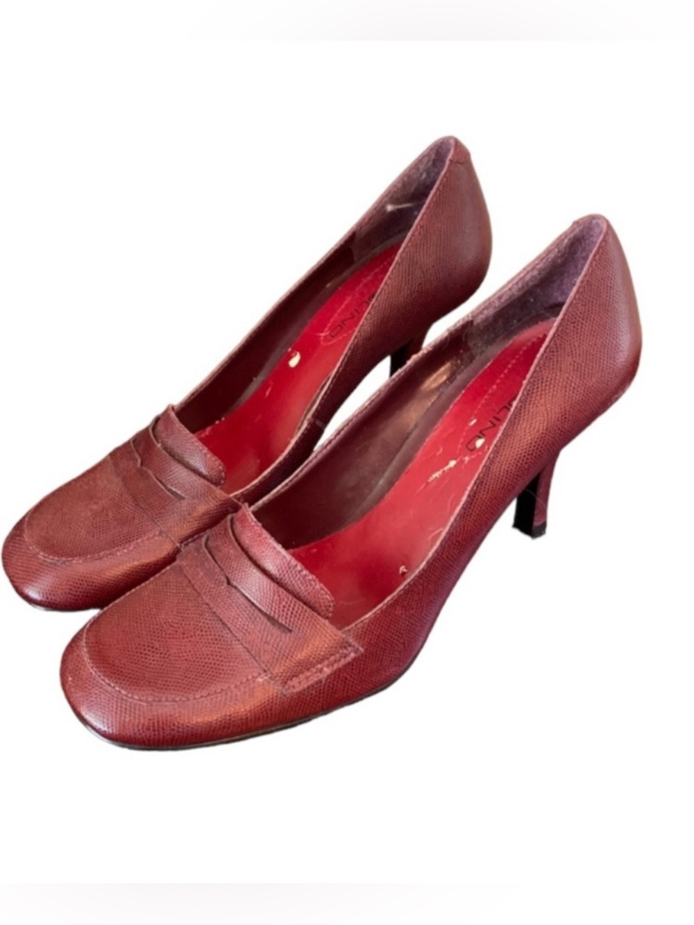 Bandolino Boyoko Vintage 90s Maroon Red Textured SZ 6.5M Classic Leather Heels - Picture 1 of 14